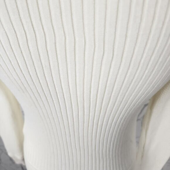 3.1 Phillip Lim Ivory Cotton Crepe V-Neck Lace Cardigan - Picture 7 of 9